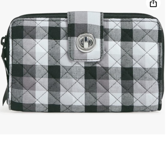 Vera Bradley RFID Turnlock Wallet in Cotton Kingbird Plaid - Picture 1 of 3